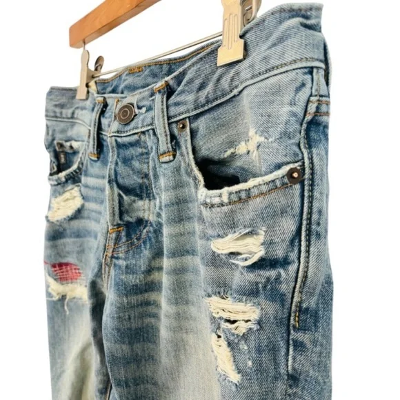 Abercrombie & Fitch Men’s Distressed Skinny Jeans with Patchwork Accents - Picture 6 of 13